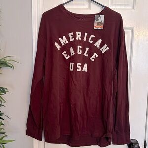 American Eagle long sleeve maroon Tshirt NWT XL